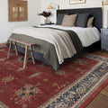 RUGGABLE Washable Vintage Area Rug – Verena Amber Red 10x14, Stain-Resistant, Non-Slip – Large Machine Washable Rugs for Living Room, Bedroom, Hallway, Entryway & Office–with Cushioned Pad