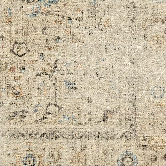 RUGGABLE Washable Vintage Area Rug – Kamran Ivory Opal 6x9, Stain-Resistant, Non-Slip – Medium Machine Washable Rugs for Living Room, Bedroom, Hallway, Entryway & Office–with Standard Pad