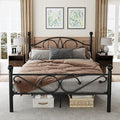 Metal Queen Single Bed Frame with Storage Space, 82.7" in Steel Bed Frame with Protective Foot Pads, Strong Bearing Capacity Queen Size Bed, Easy Assembly, Underbed Storage Space（40.1 inch）