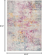 SAFAVIEH Evoke Collection 5'1" x 7'6" Ivory / Fuchsia EVK256Q Oriental Distressed Non-Shedding Living Room Bedroom Area Rug