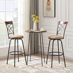 VECELO Bar Stools, 24/29" Adjustable Barstool,Swivel Counter Stool with Upholstered Seat,Steel Bistro Pub Chairs, Wood Top Backrest,Set of 2
