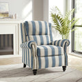 Recliner Chair, Modern Pushback Armchair with Adjustable Backrest & Footrest for Bedroom, Living Room (Navy Blue Stripe,Set of 1)