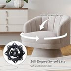 Swivel Accent Chair,Upholstered Velvet 360° Swivel Barrel Chair for Living Room Overstuffed Bouncle Reading Chair Round Armchair for Bedroom,Vanity,Office (Grey)