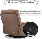 Power Lift Recliners Chairs for Elderly Adults Lay Flat Recliner with Heat & Massage, Wireless Charging Device, USB Ports, Cup Holder, Lumbar Pillow, 400Lbs (Grainy Fibric,Caramel Brown)