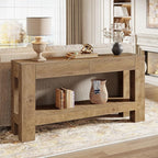 Tribesigns 63-Inch Console Table with 2 Drawers, 2-Tier Wooden Sofa Table Behind Couch, Farmhouse Entryway Console with Storage Shelf & Sturdy H-Shaped Legs for Living Room, Entrance, Hallway