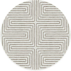 RUGGABLE x Jonathan Adler Machine Washable Area Rug – Labyrinth Camel/Ivory 6 ft Round, Stain-Resistant, Non-Slip – Medium Rugs for Living Room, Bedroom, Hallway, Entryway & Office–with Cushioned Pad