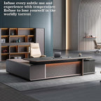 Modern Executive Desk, 110.2 inch L Shaped Desk with Storage, L Shape Corner Desk Drawers and Lockable Storage No Installation Required Without Display Racks and Bookshelves