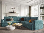 EASE MOOSE Cloud Couch Sectional Sofa, Large L-Shaped Oversized Modular Couch for Living Room, Minimalist Boneless Convertible Couches, 5-Seat Deep Sofas for Bedroom, Chenille (Blue)