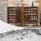 Tribesigns Shoe Cabinet with Shutter Doors, 6-Tier Entryway Shoe Cabinet with Adjustable Shelves, Wooden Modern Rack Organizer for Entryway, Hallway, Closet, Living Room, Walnut