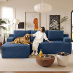 96''Sectional Couches for Living Room,Modern Modular Sectional Sofa,Upholstered Boneless Couch with Pockets,Comfy Cloud Couch with L Shaped Chaise (Blue, 96''W Left Facing Chaise)