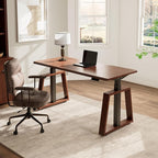 EUREKA ERGONOMIC Electric Standing Desk, 63inch Executive Computer Desk Adjustable Height Desk Modern Trapezoidal Leg Sit Stand Desk Smart APP&Touch Screen, Cherry Top