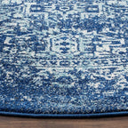 SAFAVIEH Evoke Collection 3' Round Navy/Ivory EVK256A Oriental Distressed Non-Shedding Dining Room Entryway Foyer Living Room Bedroom Area Rug