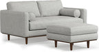 SIMPLIHOME Morrison Mid-Century Modern 72 inch Wide Sofa with Ottoman Set in Mist Grey Tightly Woven Performance Fabric for the Living Room and Family Room