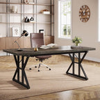 Tribesigns 70.86-Inch Large Executive Desk, Industrial Home Office Computer Desk, Simple Long Writing Study Table Business Furniture (Oak/Black)