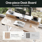 Standing Desk with 4 Drawers, 47.2 x 23.6 Inch Whole Piece Height Adjustable Electric Sit Stand Desk, Computer Home Office Workstation with Open Storage Shelf, Light Walnut