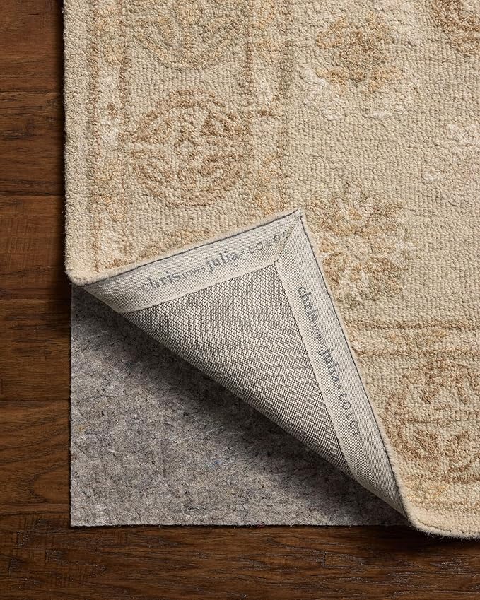 Loloi Chris Loves Julia Dorothea Collection DRT-03 Dove/Natural 5'-0" x 7'-6" Area Rug Wool Neutral Floral Living Room Bedroom Carpet