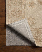 Loloi Chris Loves Julia Dorothea Collection DRT-03 Dove/Natural 11'-6" x 15' Area Rug Wool Neutral Floral Living Room Bedroom Carpet