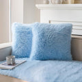Neelvin Blue Faux Fur Cozy Fluffy Double-Sided Decorative Throw Pillow Covers 20x20 inch Set of 2,Velvet Pillowcase Cushion Case for Sofa Couch