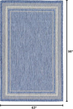 Unique Loom Outdoor Border Collection Area Rug - Soft Border (5' 3" x 8' Rectangle Blue/Ivory)