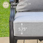 Patio Furniture Set, 6 Pcs Metal Outdoor Conversation Set, 2 Swivel Chairs, 2 Ottomans and 3 Seater Sofa with 5.75" Extra Thick Cushion and Gas Fire Pit Table, Grey