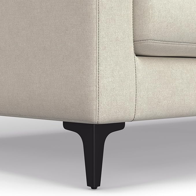 SIMPLIHOME Ava Sofa in 100% Recycled Polyester Tightly Woven Performance Fabric, Cream, 90-inches Wide, Handcrafted Mid-Century Modern Style Sofa for Living Room or Couch for Family Room