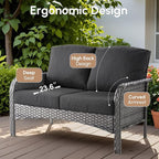 5 PCS Patio Outdoor Furniture Set with Swivel Rocking Chairs,All Weather Wicker Rattan Patio Seating Sofa and Chairs Set,Outdoor Conversaiton Sets for Deck Yard Prrch Garden Poolside,Black