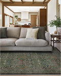 RUGGABLE x Morris & Co Washable Area Rug– Blackthorn Forest Green 6x9, Stain-Resistant, Non-Slip – Medium Machine Washable Rugs for Living Room, Bedroom, Hallway, Entryway & Office–with Cushioned Pad