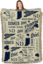 Notre Dame Fighting Irish NCAA Mapping Woven Tapestry Throw Blanket 48x60 inches