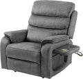 Power Lift Recliners Chairs for Elderly Adults Lay Flat Recliner with Heat & Massage, Wireless Charging Device, USB Ports, Cup Holder, Lumbar Pillow, 400Lbs（Grainy Fibric,Grey）