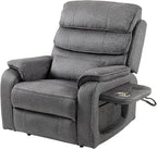 Power Lift Recliners Chairs for Elderly Adults Lay Flat Recliner with Heat & Massage, Wireless Charging Device, USB Ports, Cup Holder, Lumbar Pillow, 400Lbs（Grainy Fibric,Grey）