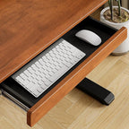 ONBRILL Standing Desk with Drawer, 55x23.6 Inches Solid Wood Desktop Stand Up Desk with Whole-Piece Board and Storage Shelf, Adjustable Height from 28-46 Inches for Home & Office, Brown