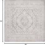 SAFAVIEH Reflection Collection Area Rug - 6'7" Square, Light Grey & Cream, Non-Shedding & Easy Cleaning, Ideal for Living Room, Bedroom (RFT668G)