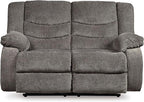 Signature Design by Ashley Tulen Modern Manual Pull Tab Reclining Loveseat, Dark Gray