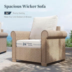 Patio Furniture Set 2 pcs, Rattan Outdoor Chairs with 5.5” Thick Waterproof Cushions, All Weather Wicker Conversation Set for Garden Backyard Deck, Beige