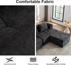 95" Modern Cloud Sectional Sofa Couch, Modular L-Shaped Sofas with Deep Seat and Chaise Ottoman, Chenille Boneless Tufted Couches for Living Room, No Assembly Required, Black