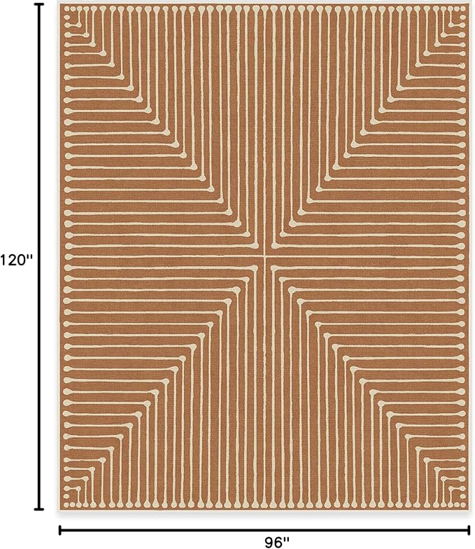 RUGGABLE x Jonathan Adler Machine Washable Modern Area Rug – Inkdrop Copper 8x10, Stain-Resistant, Non-Slip – Large Rugs for Living Room, Bedroom, Hallway, Entryway & Office–with Standard Pad