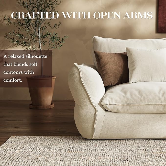 106'' Down Blend L-Shaped Sectional Sofa, Deep Seat Feather-Filled Cushions, Oversized Cloud Couch with Sink-in Comfort, Modern Living Room Sofa – Ivory White