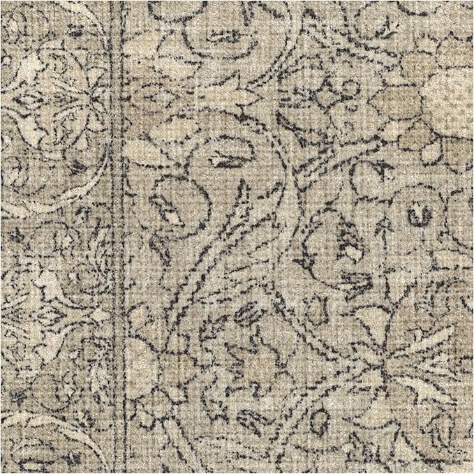 RUGGABLE x Morris & Co Machine Washable Runner Rug – Montreal Natural Stone 2.5x7, Stain-Resistant, Non-Slip – Washable Rug for Hallway, Entryway, Living Room & Kitchen–with Standard Pad