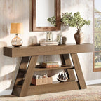 Tribesigns 63-Inch Wooden Console Table with Storage Shelves, Rustic Long Entryway Sofa Table Behind Couch for Living Room, Entrance, Hallway, Foyer