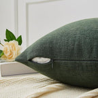 GAWAMAY Decorative Square Throw Pillow Covers 22"x22" Inch Set of 2, Super Soft Chenille Pillows Farmhouse Pillowcase for Living Room Bedroom Sofa Couch Cushion Cover Dark Green 55x55cm (No Insert)