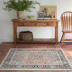 RUGGABLE Washable Vintage Area Rug – Kamran Cayenne Red 4x6, Stain-Resistant, Non-Slip – Medium Machine Washable Rugs for Living Room, Bedroom, Hallway, Entryway & Office–with Cushioned Pad