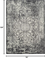 SAFAVIEH Evoke Collection Area Rug - 6'7" x 9', Black & Grey, Distressed Design, Non-Shedding & Easy to Clean, Ideal for Living Room, Bedroom, Dining Space (EVK256R)