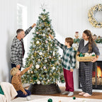Best Choice Products 9ft Pre-Lit Scotch Pine Christmas Tree, Premium Frosted Pre-Decorated Artificial Holiday Decor w/ 2,020 Branch Tips, 2-in-1 White and Multicolor LED Lights, Cordless Setup