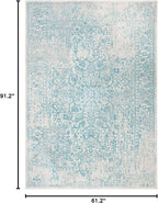 SAFAVIEH Evoke Collection 5'1" x 7'6" Ivory / Aqua EVK256J Oriental Distressed Non-Shedding Living Room Bedroom Area Rug