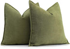 ZWJD Olive Green Pillow Covers 16x16 Set of 2 Chenille Throw Pillow Covers with Elegant Design Soft and Luxurious Decorative Throw Pillows for Couch, Bed, and Home Decor