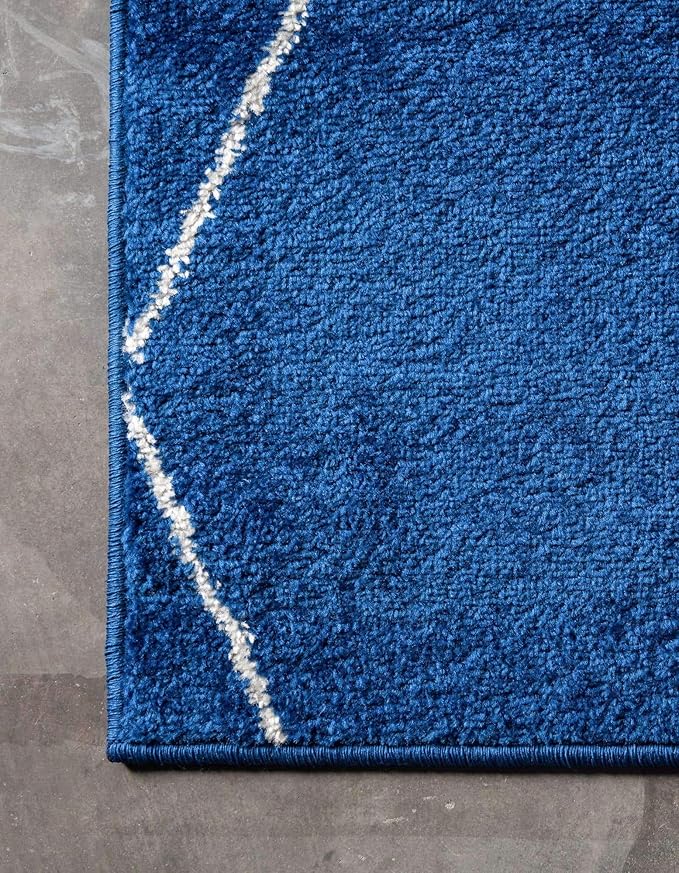 Unique Loom Trellis Frieze Collection Area Rug - Geometric (6' Square, Navy Blue/ Ivory)