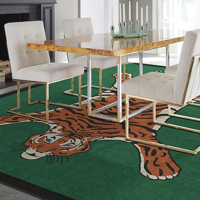 RUGGABLE x Jonathan Adler Washable Modern Area Rug – Tiger Emerald 8x10, Stain-Resistant, Non-Slip – Large Machine Washable Rugs for Living Room, Bedroom, Hallway, Entryway & Office–with Standard Pad