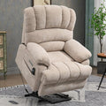 Power Recliner with Vibration Massage & Lumbar Heat, Electric Lift Chairs for Elderly, High Back Reclining Max 155 Degree with Charging Ports, Chenille Fabric Beige