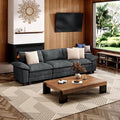 123" Cloud Modular Sectional Sofa, 3-Seater w/Deep Seat & Removable Arms, Plush Chenille for Living Room - Cyan