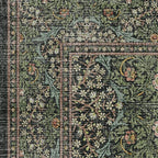 RUGGABLE x Morris & Co Washable Area Rug– Blackthorn Forest Green 6x9, Stain-Resistant, Non-Slip – Medium Machine Washable Rugs for Living Room, Bedroom, Hallway, Entryway & Office–with Cushioned Pad
